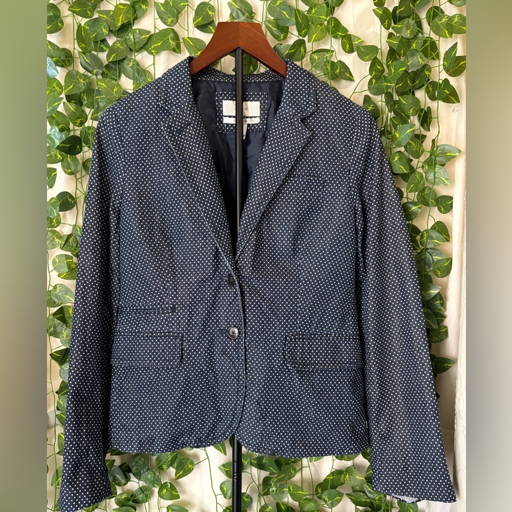 J. Crew Navy Blazer with White Microdot Pattern